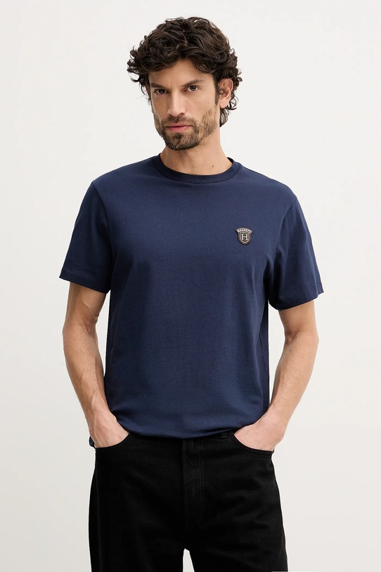 Hackett London t-shirt bawełniany bawełna granatowy HM5000063