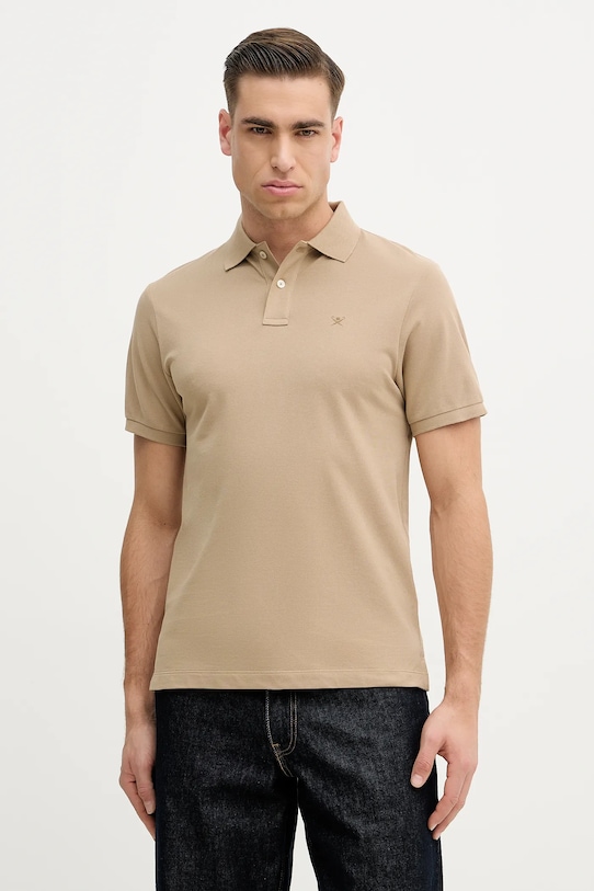 Hackett London polo bawełniane bawełna brązowy HM5600093