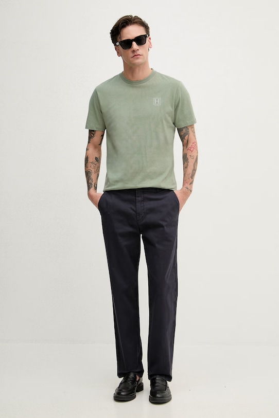 Hackett London t-shirt męski bawełniany HM5000077 zielony SS26