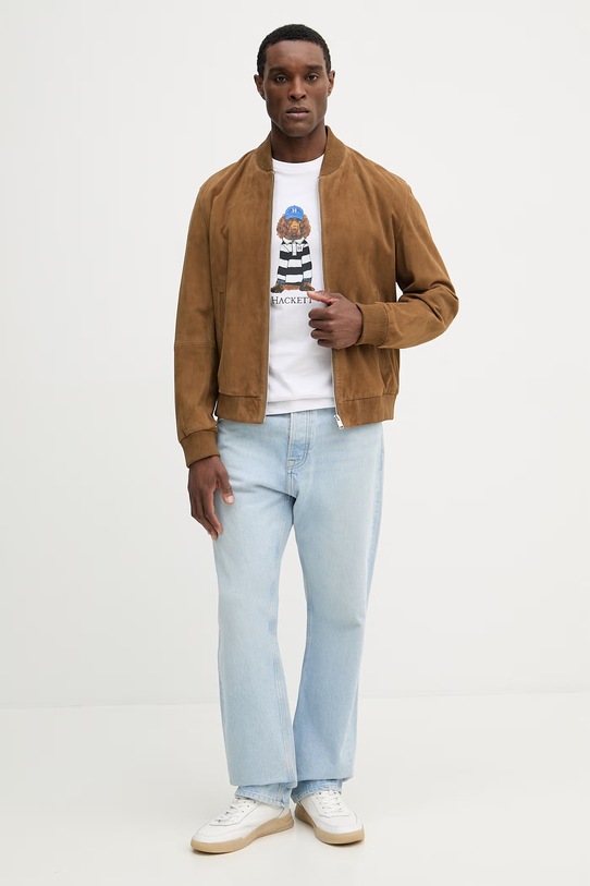 Bavlnené tričko Hackett London HM5000090 biela SS26