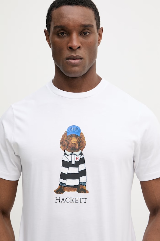 Bavlnené tričko Hackett London biela HM5000090