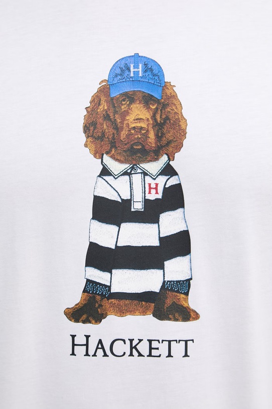 Bavlnené tričko Hackett London HM5000090 biela