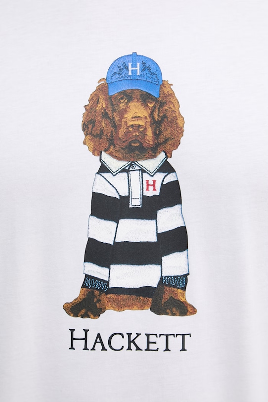 Bavlnené tričko Hackett London HM5000090 biela