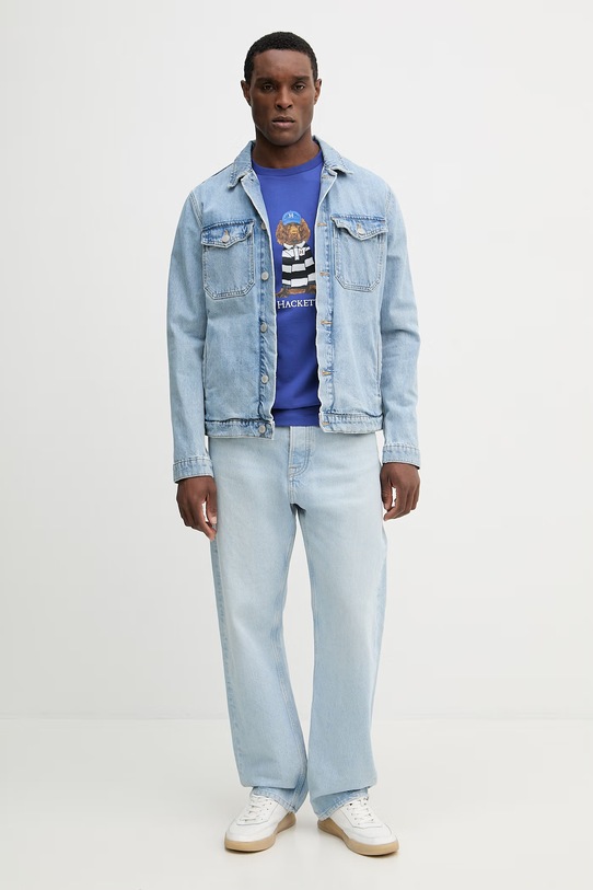 Bavlnené tričko Hackett London HM5000090 fialová SS26