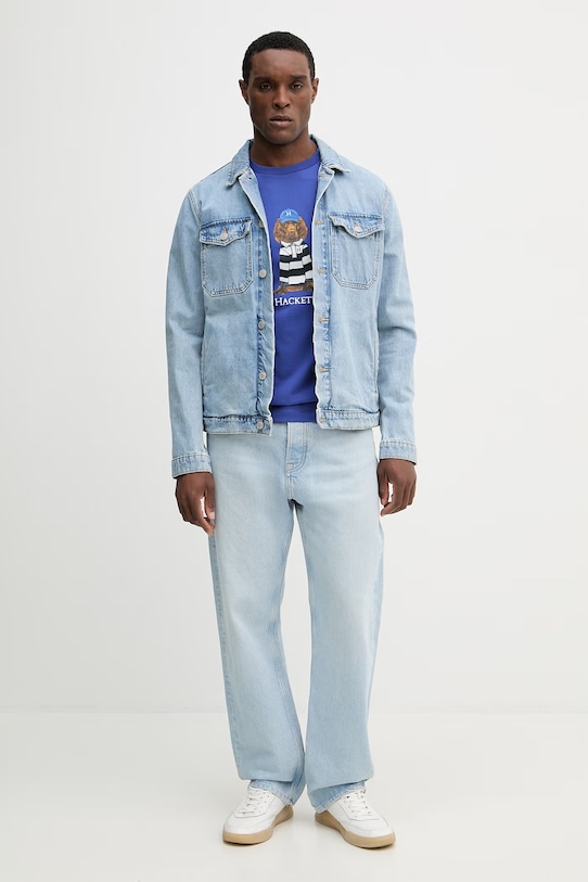 Bavlnené tričko Hackett London HM5000090 fialová SS26