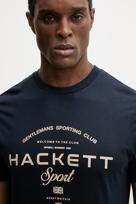 Bavlnené tričko Hackett London tmavomodrá HM5000098