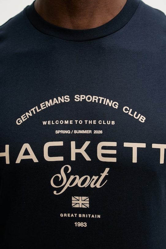 Bavlnené tričko Hackett London HM5000098 tmavomodrá