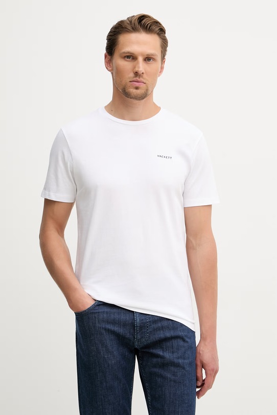 Hackett London t-shirt męski bawełniany biały HM5000092
