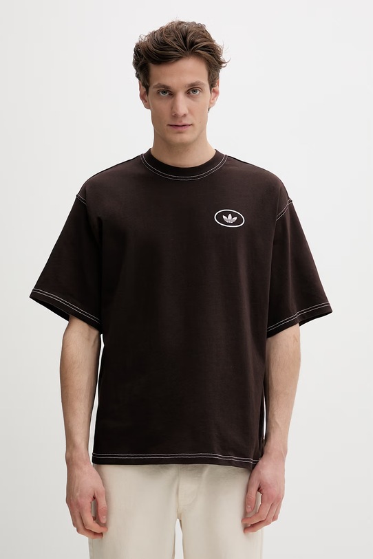 Одежда Хлопковая футболка adidas Originals KG6436 коричневый