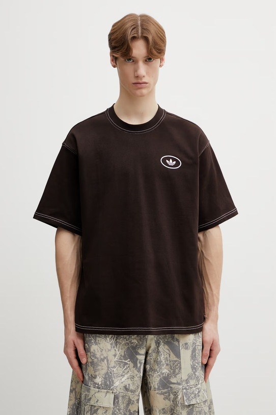 Odzież adidas Originals t-shirt bawełniany KG6436 brązowy