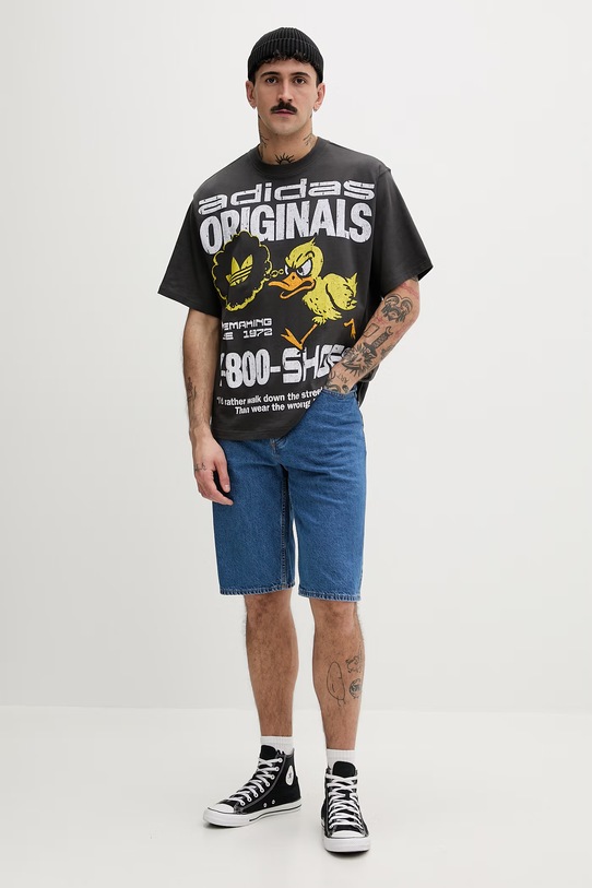 adidas Originals t-shirt bawełniany KG6438 szary SS26