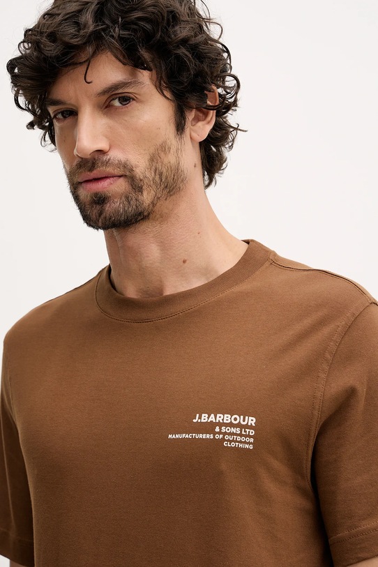 Barbour t-shirt bawełniany Parkend brązowy MTS1541