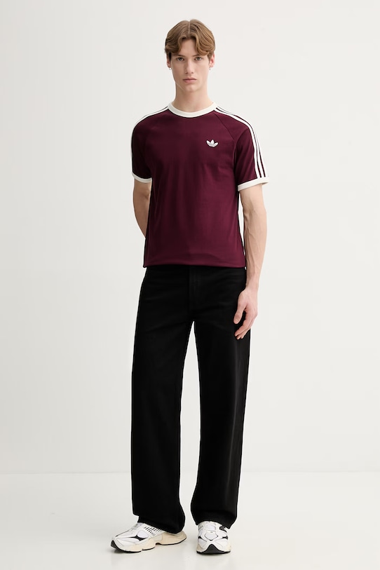 adidas Originals t-shirt bawełniany KQ9639 bordowy SS26