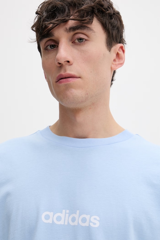 adidas T-shirt męski bawełniany niebieski KT0554