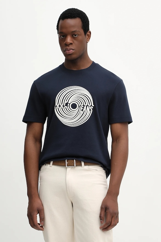 Bavlnené tričko Joop! potlač tmavomodrá 30100517