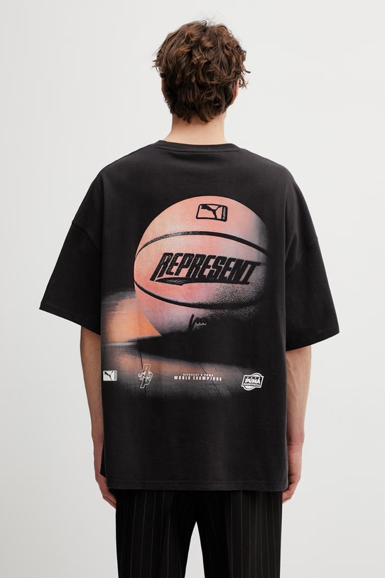 Puma t-shirt bawełniany Represent nadruk czarny 635798