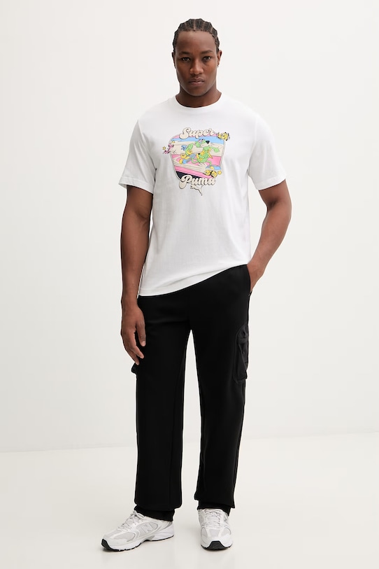 Puma t-shirt bawełniany GRAPHIC 634433 biały SS26