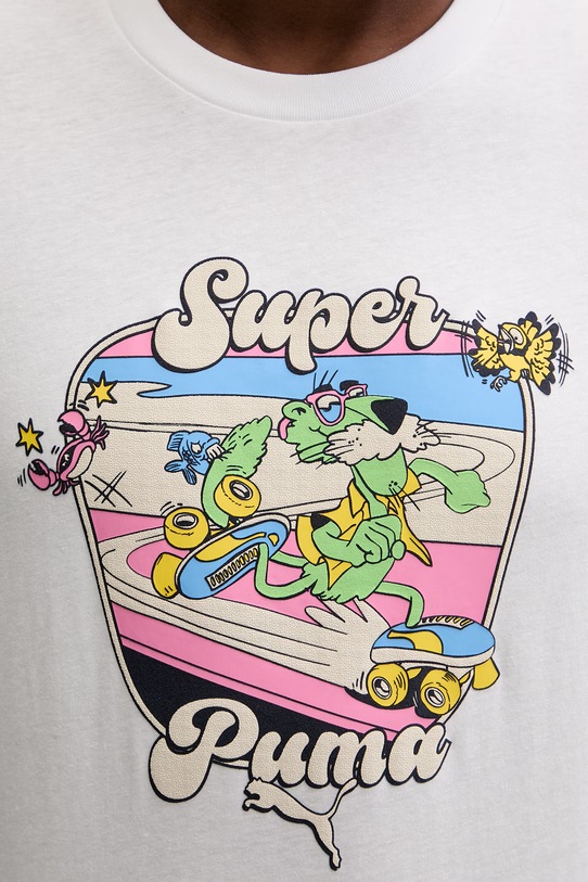 Puma t-shirt bawełniany GRAPHIC biały 634433