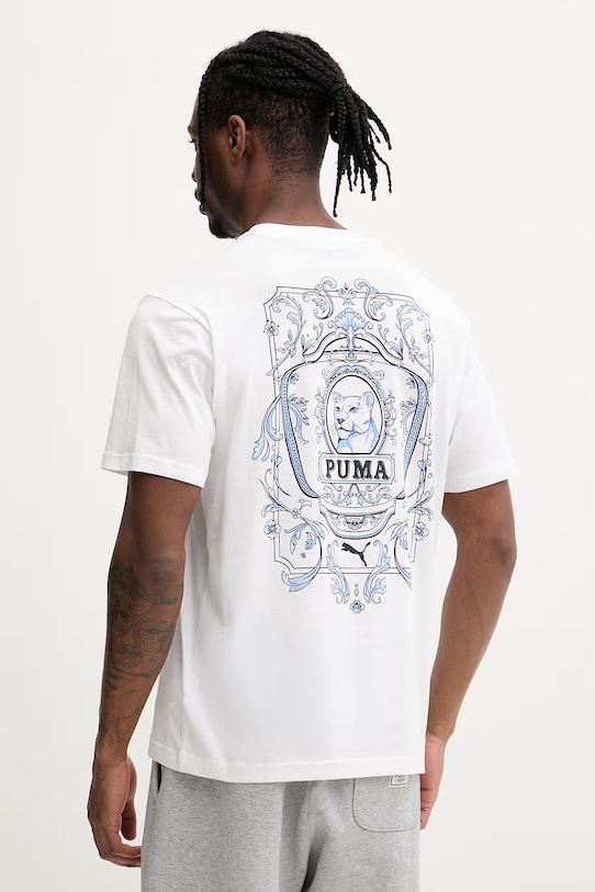 Puma t-shirt męski bawełniany GRAPHIC biały 634437