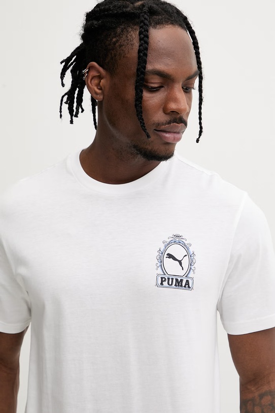 Puma t-shirt męski bawełniany GRAPHIC biały 634437