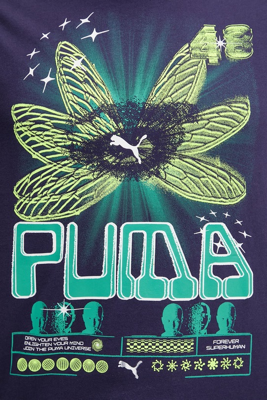 Puma t-shirt bawełniany GRAPHIC 634443 fioletowy