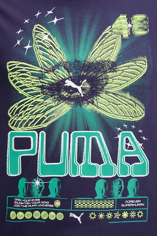 Памучна тениска Puma GRAPHIC 634443 виолетов