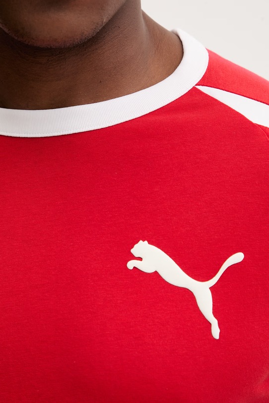 Βαμβακερό μπλουζάκι Puma Big Cat Ringer 635242 κόκκινο