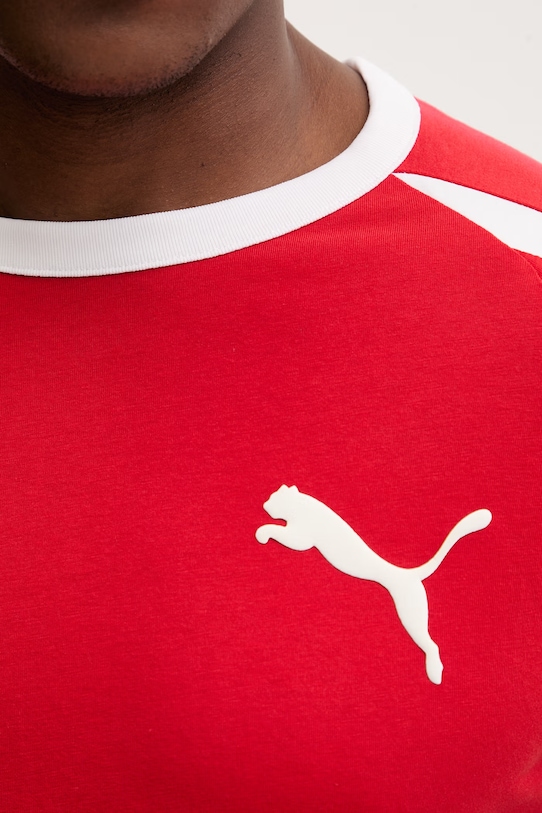 Βαμβακερό μπλουζάκι Puma Big Cat Ringer 635242 κόκκινο