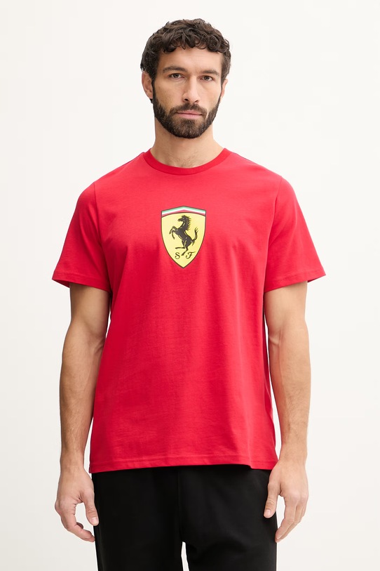 Puma t-shirt bawełniany Ferrari nadruk czerwony 635310
