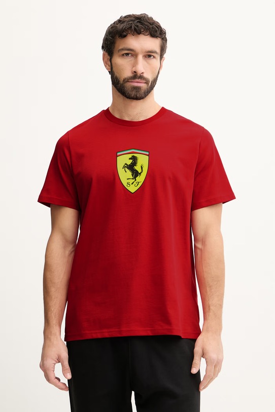 Pamučna majica Puma Ferrari pamuk crvena 635310