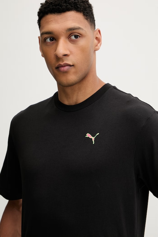 Puma t-shirt bawełniany GRAPHIC czarny 691783