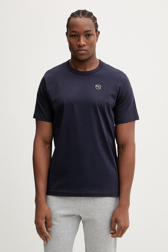 Βαμβακερό μπλουζάκι Puma Essential elevated κανονικό σκούρο μπλε 692054