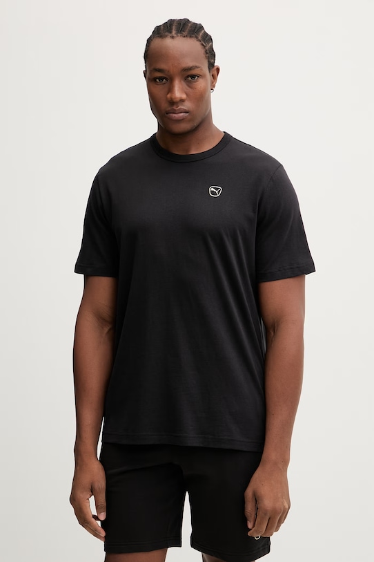 Βαμβακερό μπλουζάκι Puma Essential elevated κανονικό μαύρο 692054