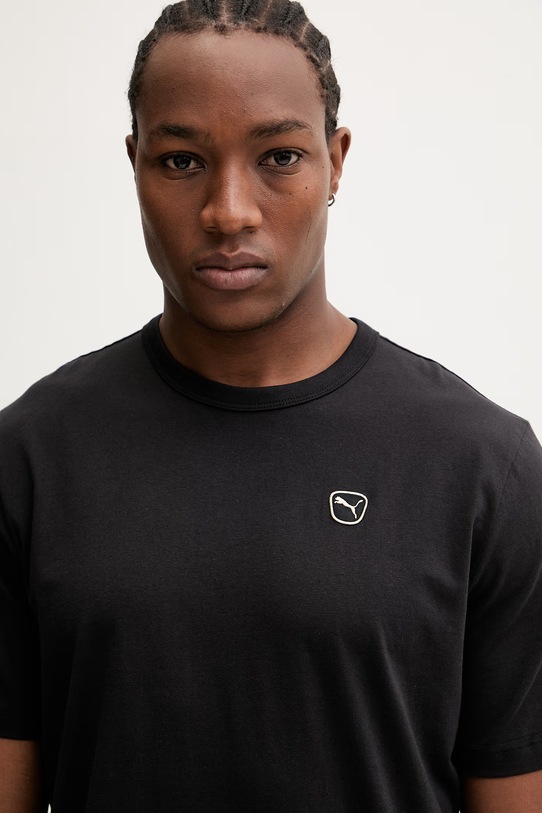 Βαμβακερό μπλουζάκι Puma Essential elevated μαύρο 692054