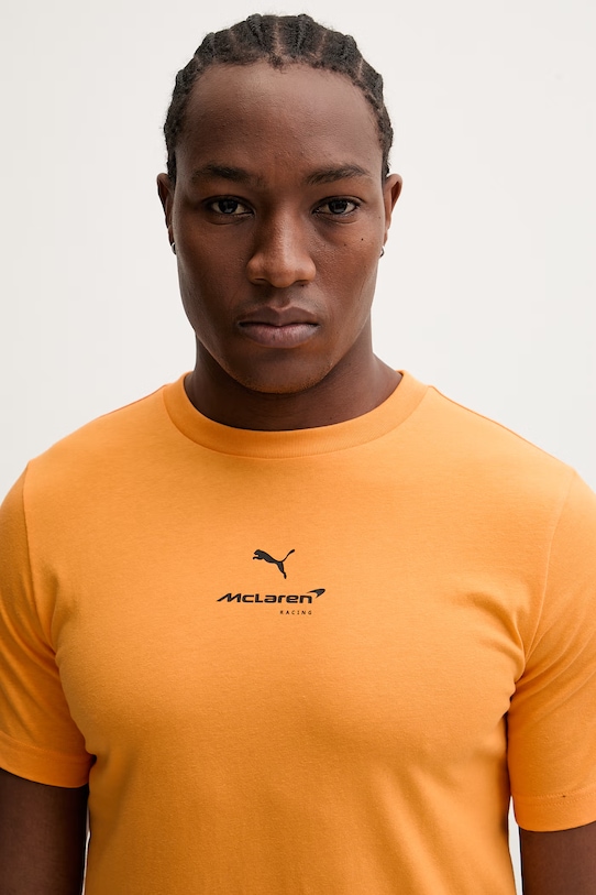 Βαμβακερό μπλουζάκι Puma McLaren πορτοκαλί 637448