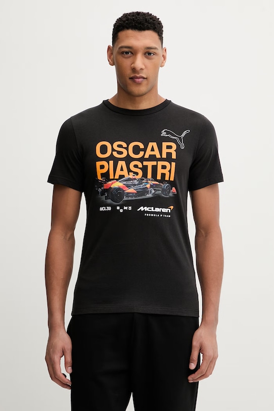 Puma t-shirt bawełniany McLaren nadruk czarny 637452