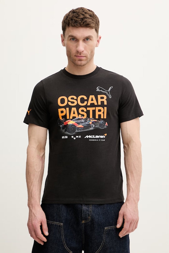 Puma t-shirt bawełniany McLaren nadruk czarny 637452