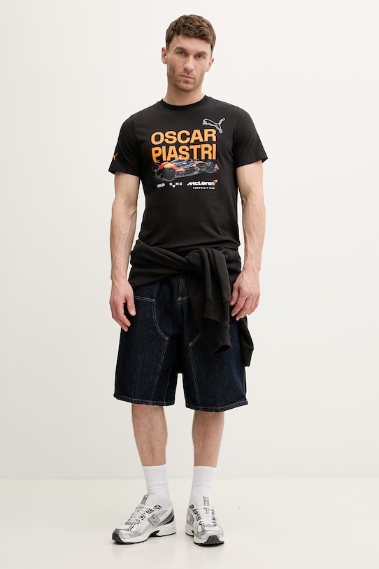 Puma t-shirt bawełniany McLaren 637452 czarny SS26