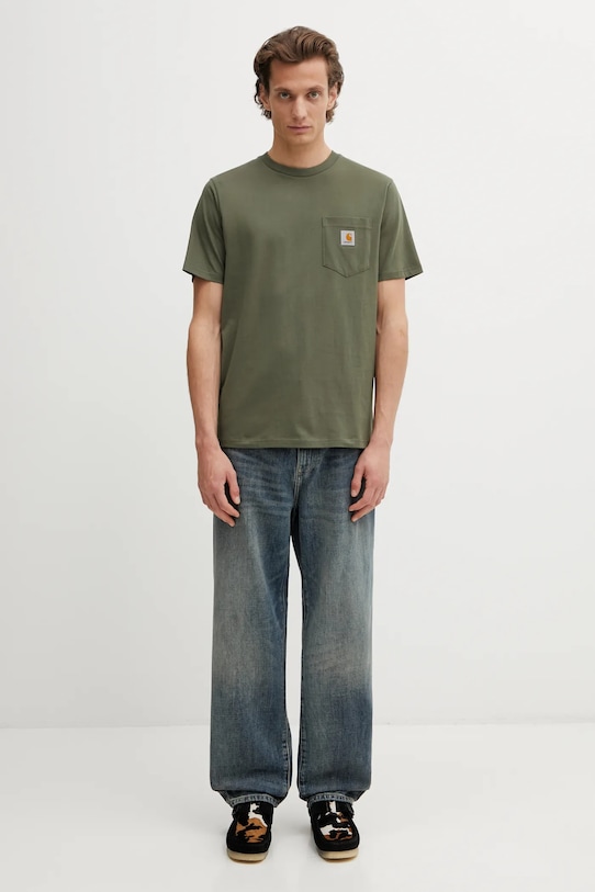 Bavlnené tričko Carhartt WIP SS Pocket T-Shirt I030434.11XX zelená