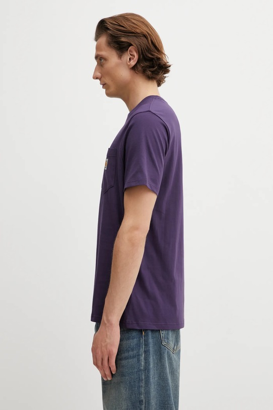 Carhartt WIP t-shirt bawełniany SS Pocket T-Shirt I030434.889XX fioletowy SS26