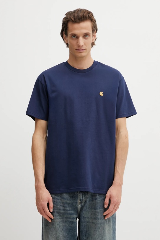 Bavlněné tričko Carhartt WIP SS Chase T-Shirt regular námořnická modř I026391.3H6XX