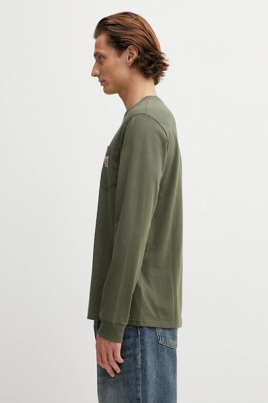 Carhartt WIP longsleeve bawełniany LS Pocket T-Shirt I030437.11XX zielony SS26