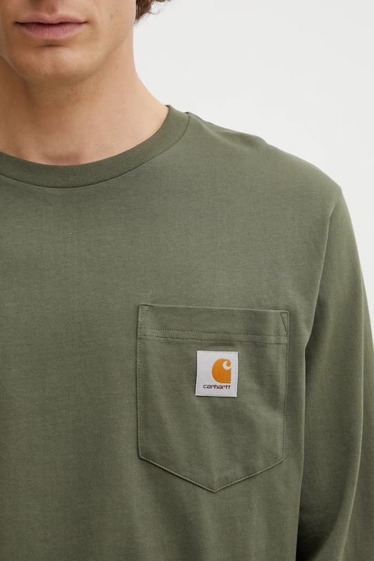 Carhartt WIP longsleeve bawełniany LS Pocket T-Shirt zielony I030437.11XX
