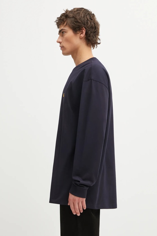 Pamučna majica dugih rukava Carhartt WIP LS Chase T-Shirt I026392.00HXX mornarsko plava SS26