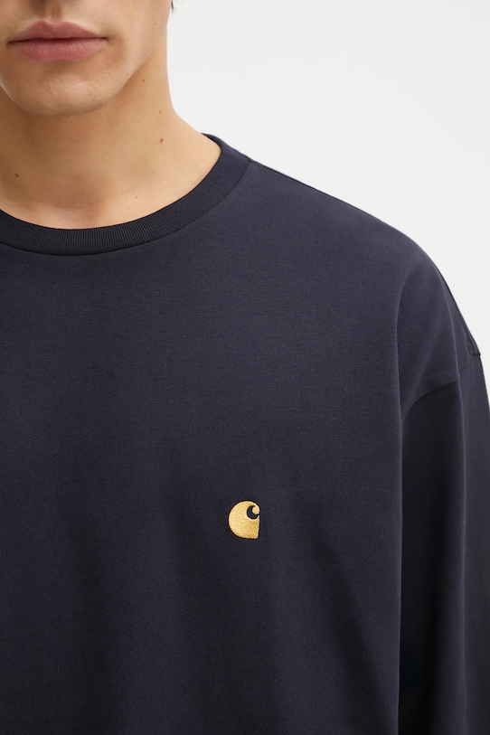 Pamučna majica dugih rukava Carhartt WIP LS Chase T-Shirt mornarsko plava I026392.00HXX