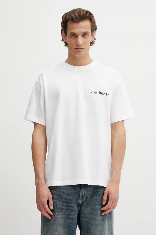 Odzież Carhartt WIP t-shirt bawełniany SS Caps T-Shirt I036012.02XX biały