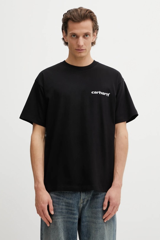 Odzież Carhartt WIP t-shirt bawełniany SS Caps T-Shirt I036012.89XX czarny