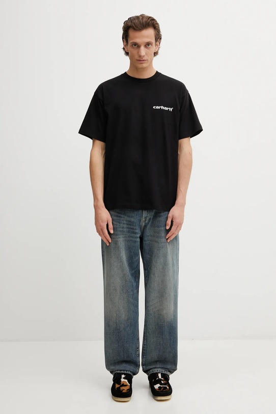 Carhartt WIP t-shirt bawełniany SS Caps T-Shirt I036012.89XX czarny