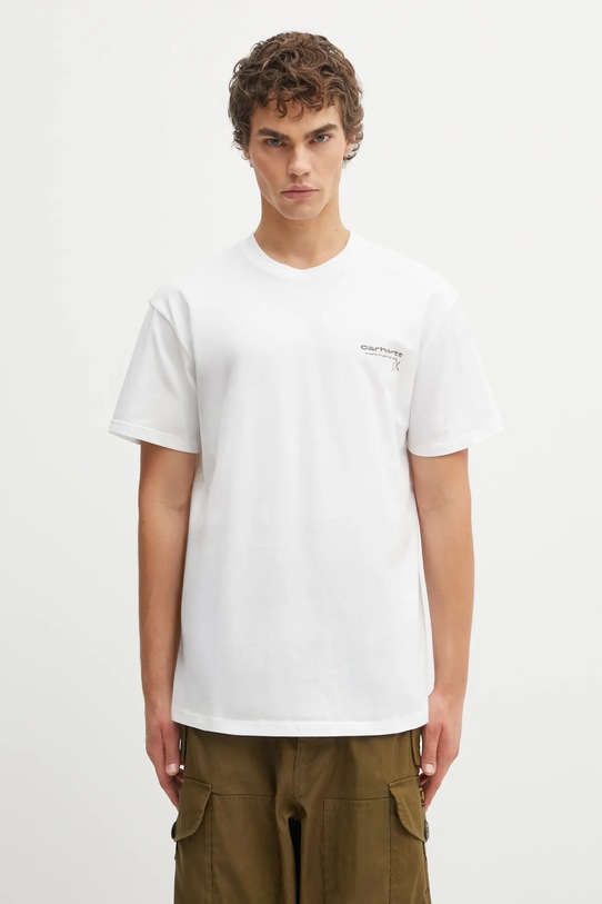 Odzież Carhartt WIP t-shirt bawełniany SS Garble T-Shirt I036007.02XX biały