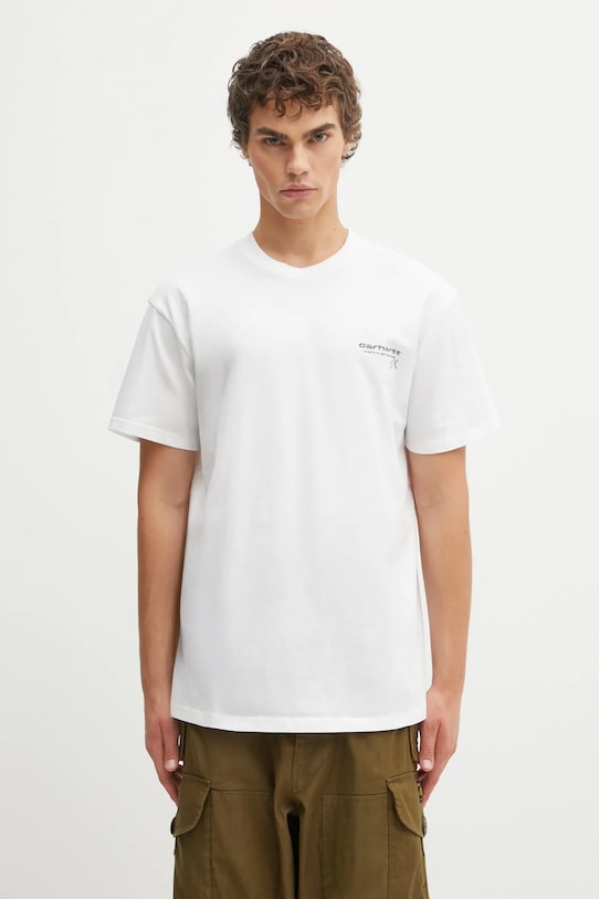 Odzież Carhartt WIP t-shirt bawełniany SS Garble T-Shirt I036007.02XX biały